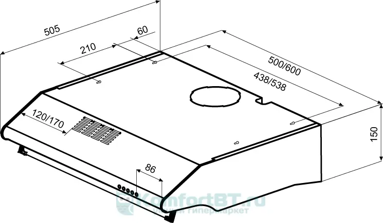 Вытяжка Krona Kelly 1M 600 в Москве и Московской области от магазина Ammina